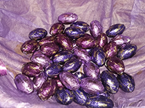 Purple eggs in Manhattan office