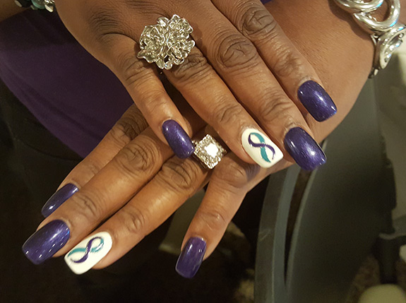 PNES awareness ribbon featured on nails 