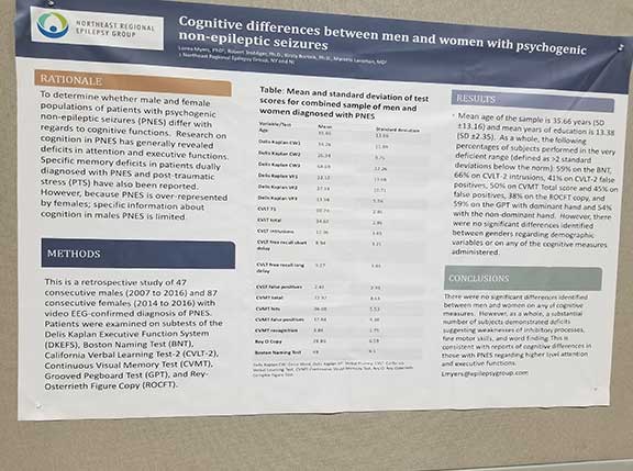 Dr. Myers' poster on cognitive differences in PNES 